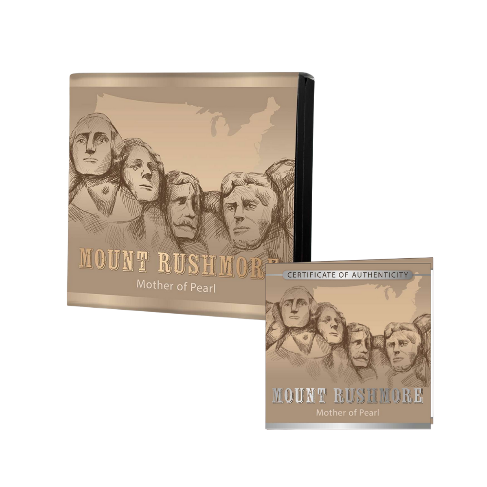 100 YEARS MOUNT RUSHMORE Mother of Pearl 5 Oz Silver Coin $25 Solomon Island 2025