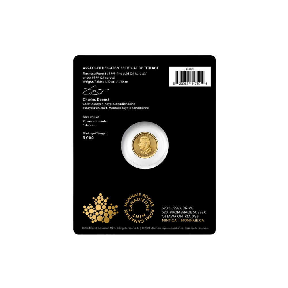 1/10-oz. 99.99% Pure Gold Coin Treasured Gold Maple Leaf: Polar Bears Privy Mark (Premium Bullion)
