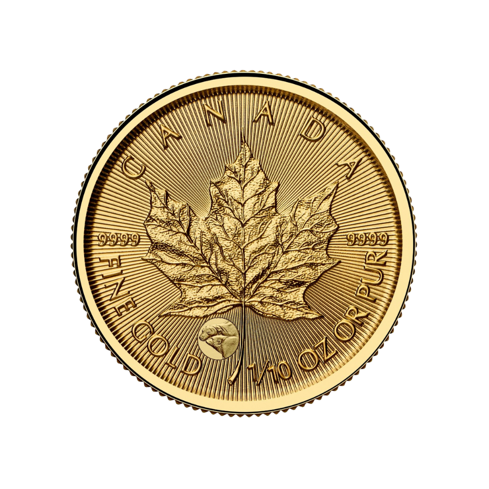 1/10-oz. 99.99% Pure Gold Coin Treasured Gold Maple Leaf: Polar Bears Privy Mark (Premium Bullion)