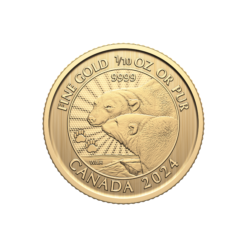 1/10 oz. 99.99% Pure Gold Coin: First Strikes – The Majestic Polar Bears (Premium Bullion)