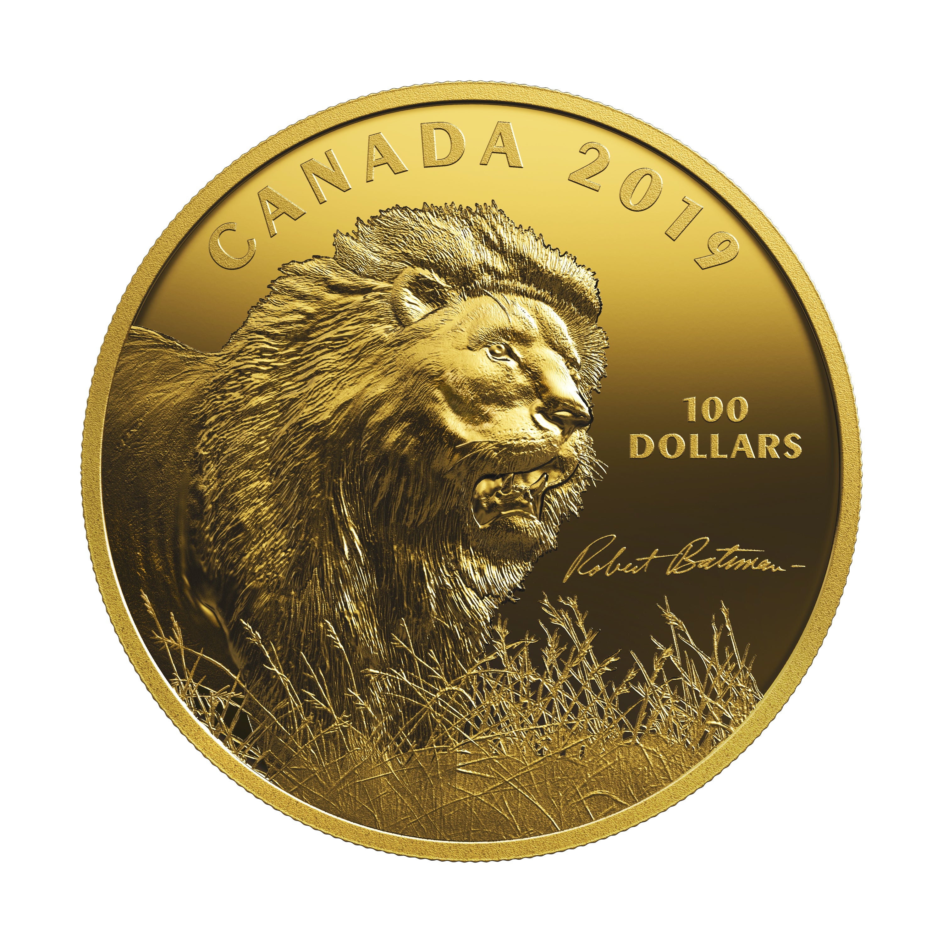INTO THE LIGHT-LION by Robert Bateman 10 Oz Silver Coin $100 Canada 2019