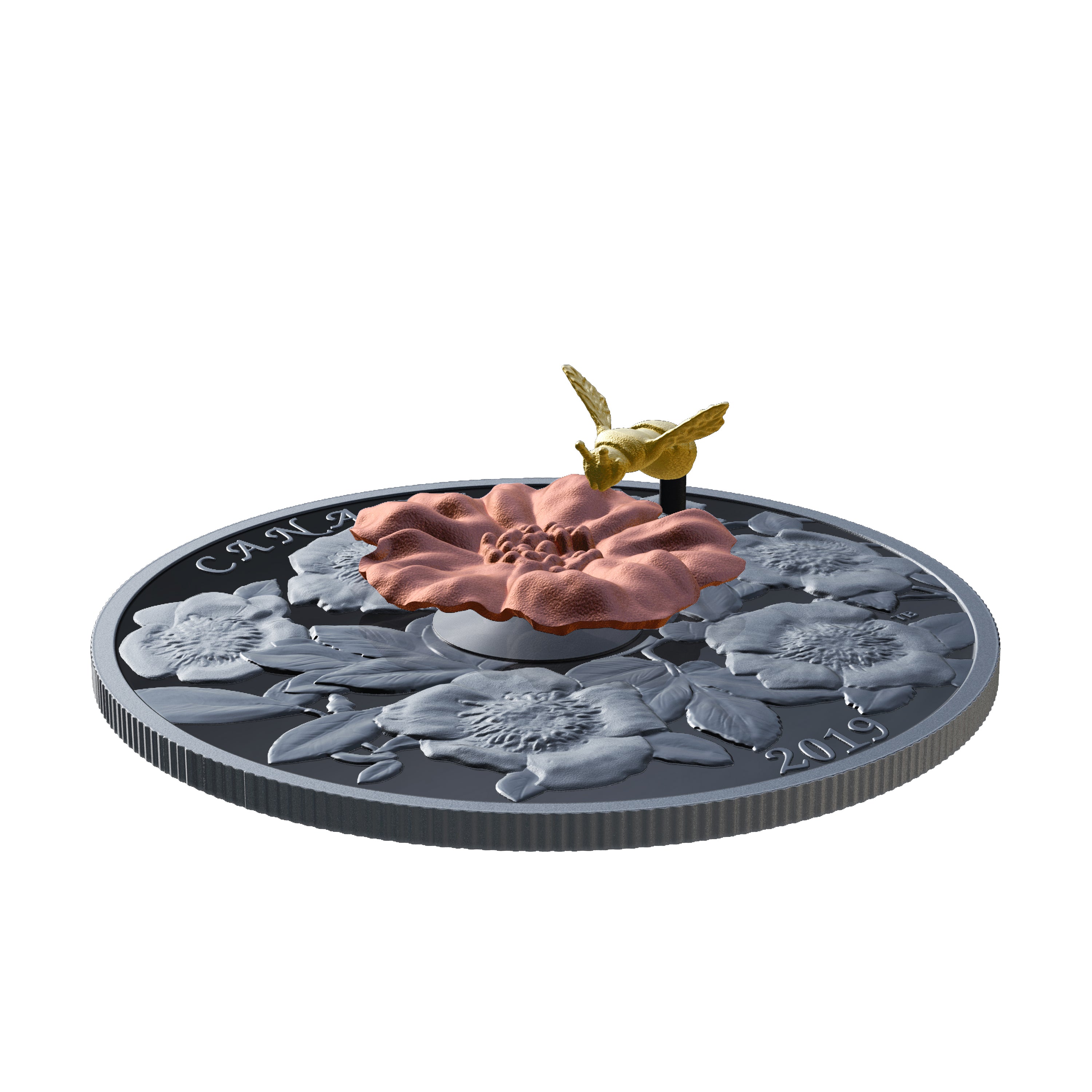 BUMBLE BEE AND BLOOM 5 Oz Silver Coin $50 Canada 2019