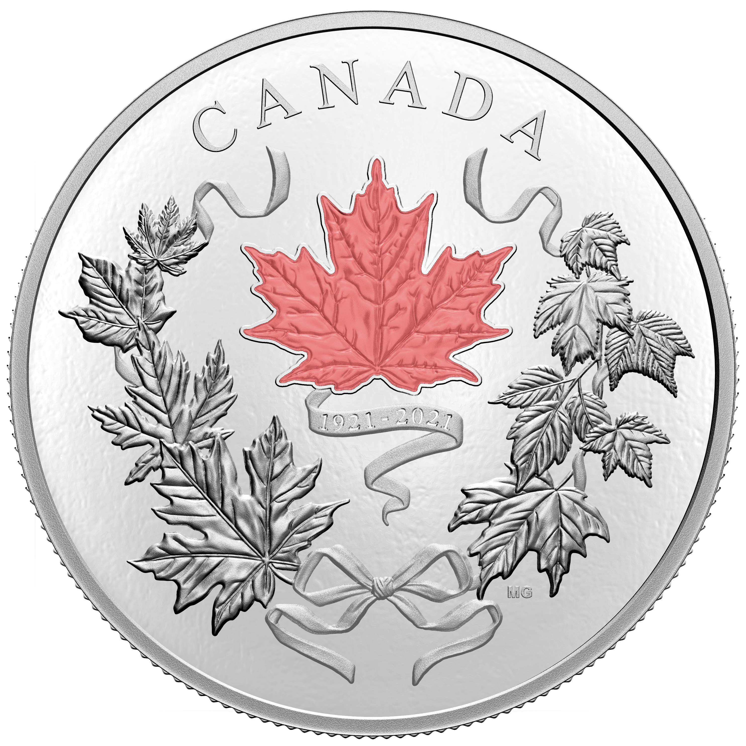 OUR NATIONAL COLOURS 100th Anniversary 10 Oz Silver Coin $100 Canada 2021