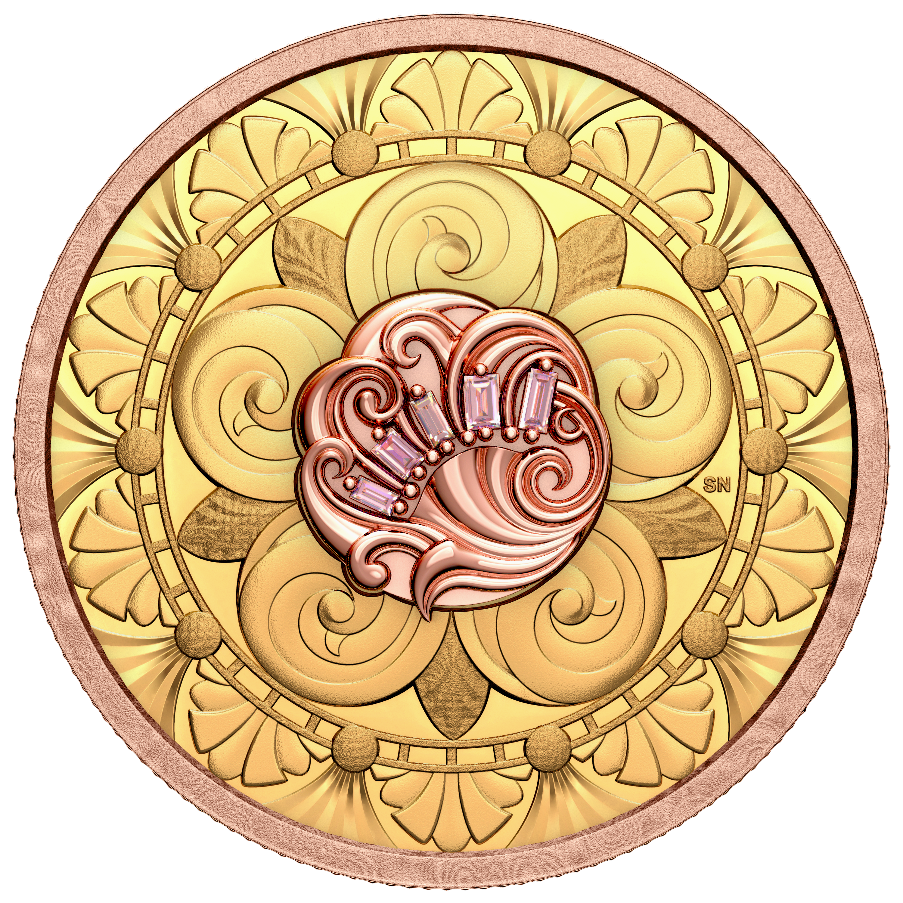 OPULENCE Treasure 1 Oz Pure Gold Pink Diamond Coin $200 Canada
