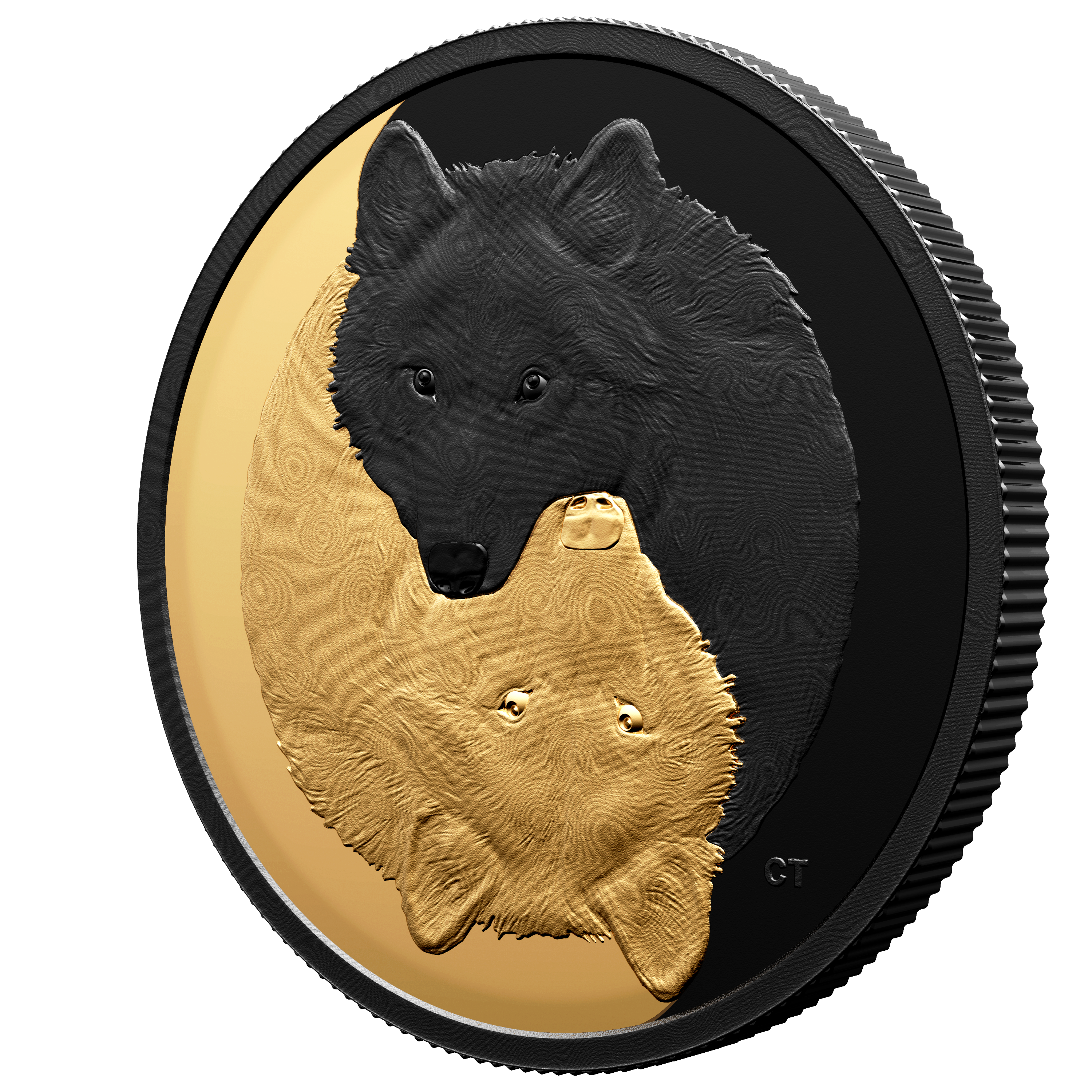 GREY WOLF Black and Gold Silver Coin $20 Canada 2021
