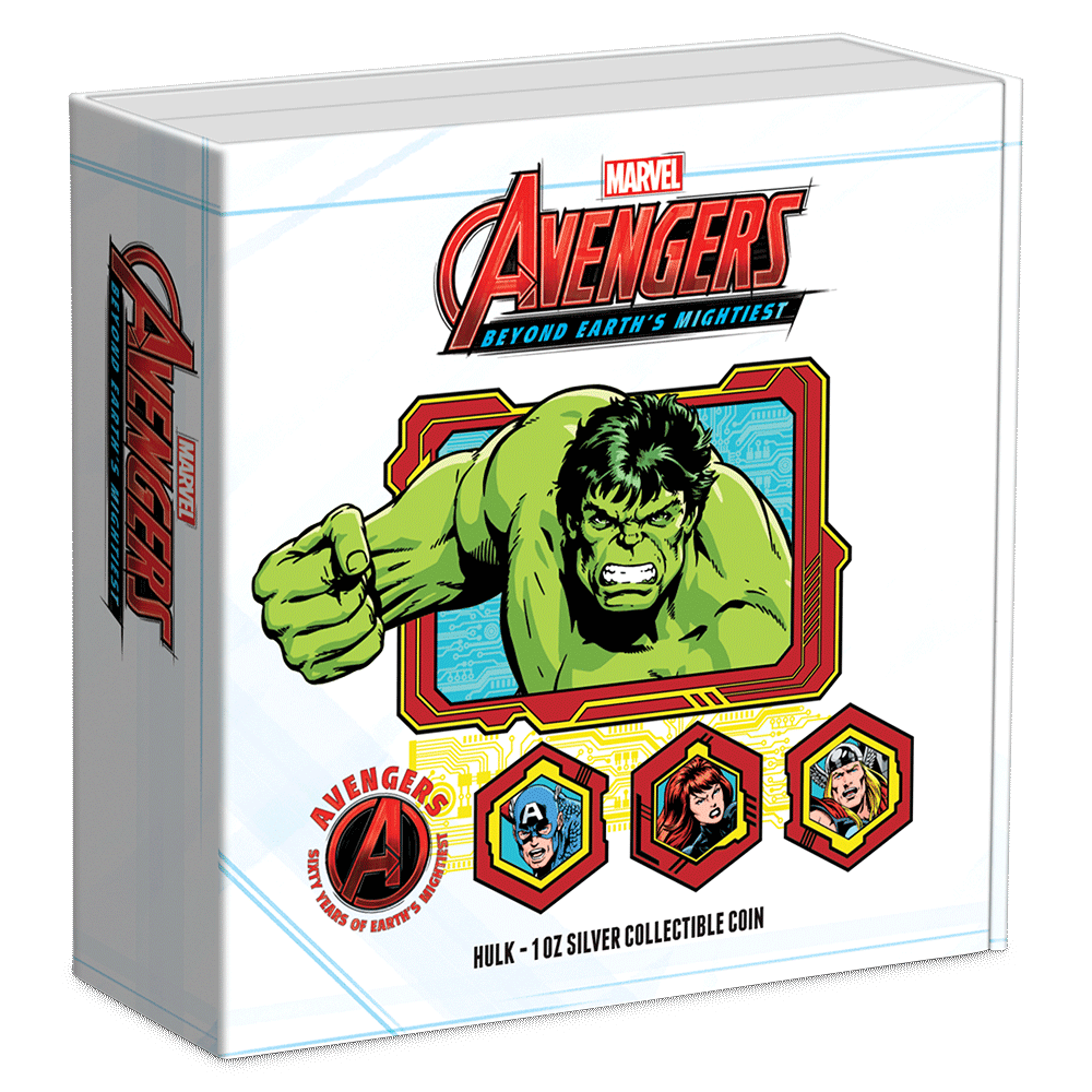 HULK Marvel Avengers 60th Anniversary 1 Oz Silver Coin $2 Niue 2023 - Parthava Coin