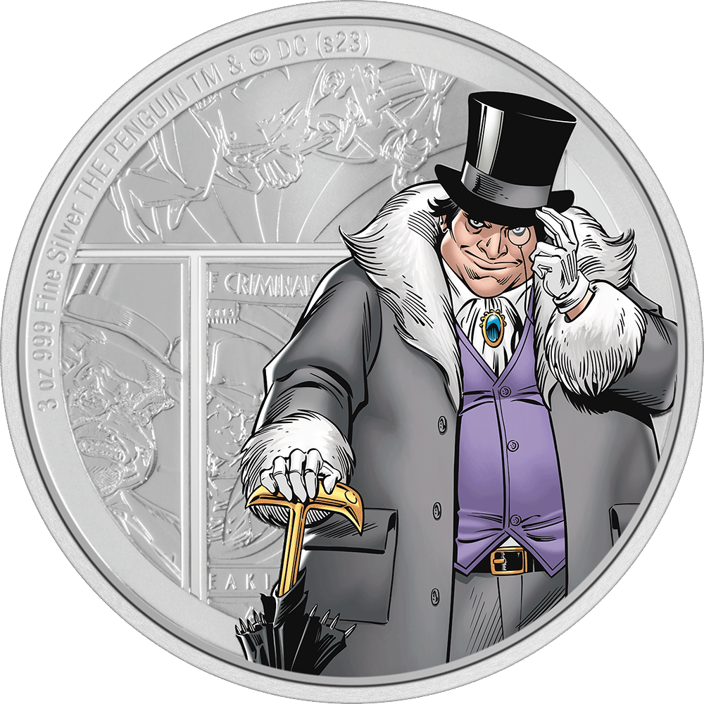 DC Villains THE PENGUIN™ 3 Oz Silver Coin - PARTHAVA COIN