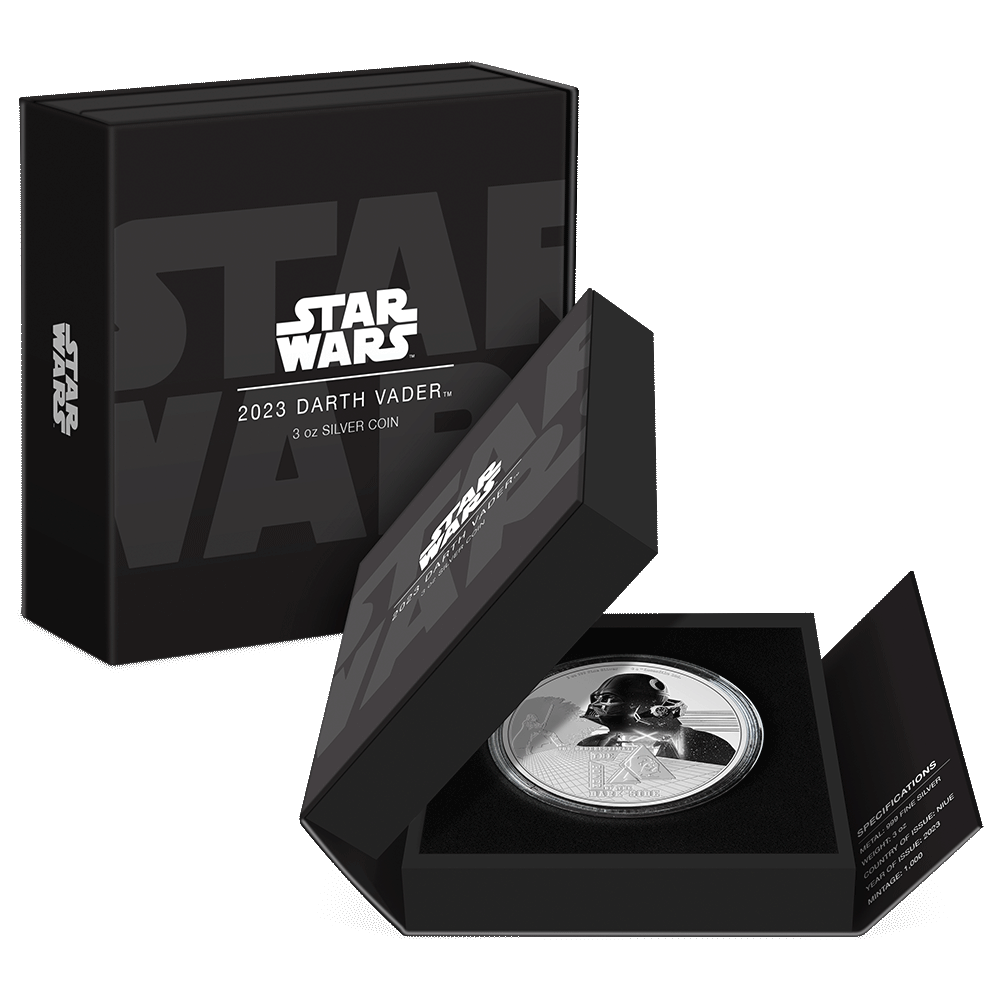 DARTH VADER Star Wars 3 Oz Silver Coin $10 Niue 2023