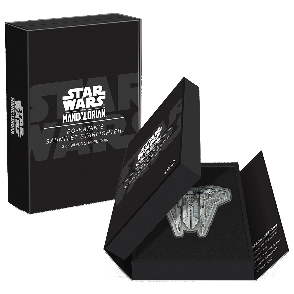 BO-KATAN S GAUNTLET STARFIGHTER Star Wars 3 Oz Silver Coin $10 Niue 2023 - PARTHAVA COIN