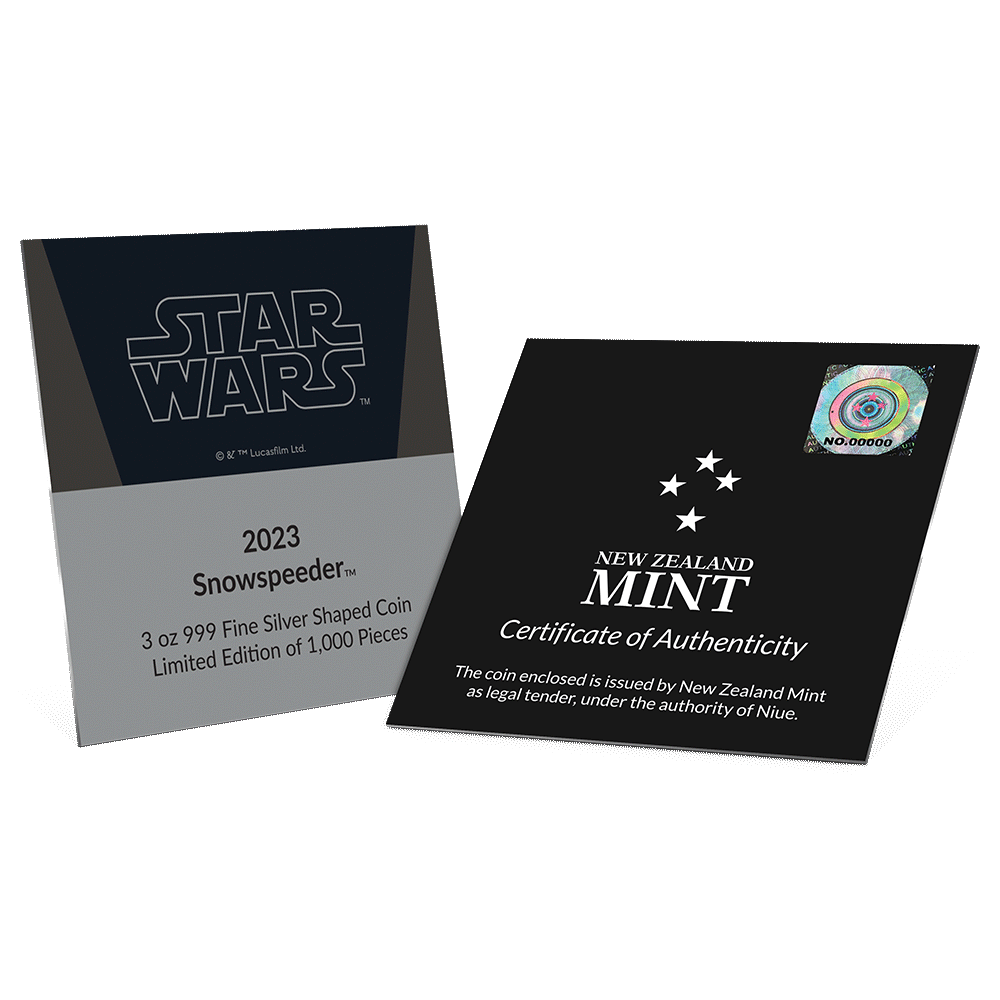 SNOWSPEEDER Mandalorian Vehicles 3 Oz Silver Coin $10 Niue 2023 - PARTHAVA COIN