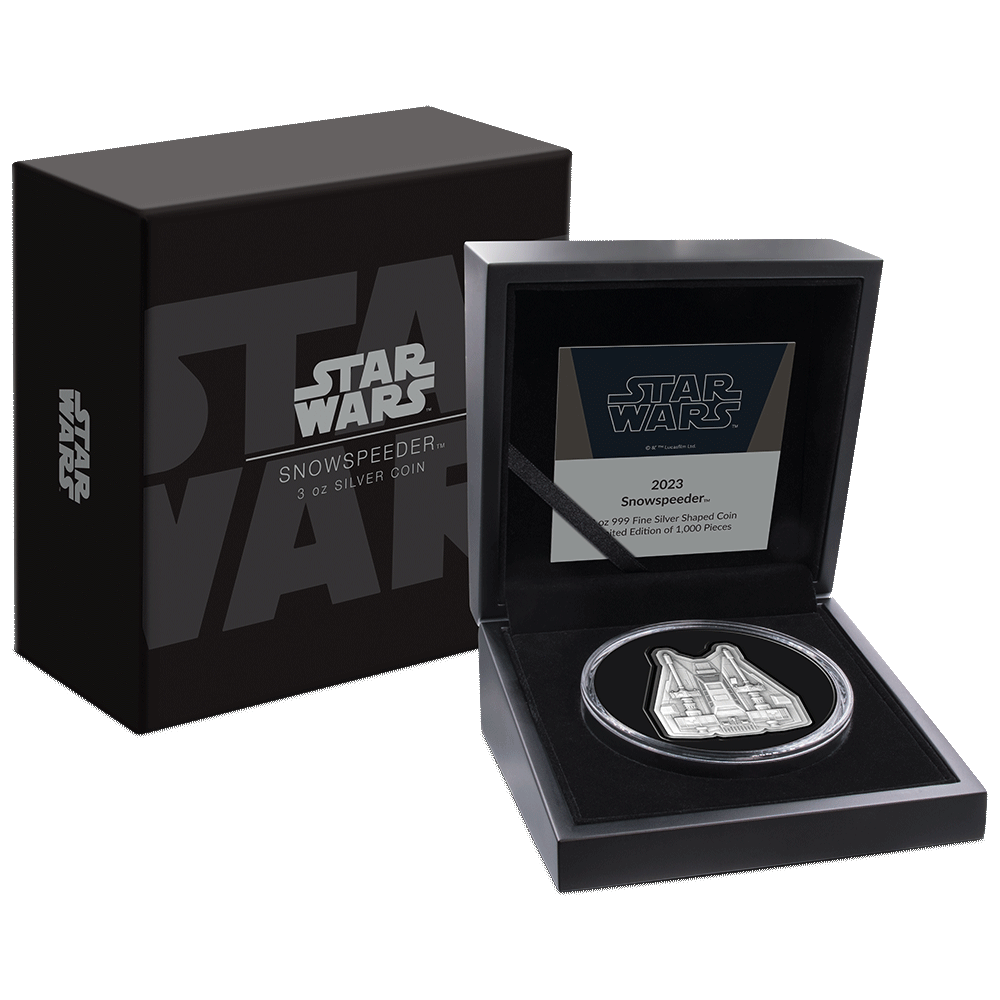 SNOWSPEEDER Mandalorian Vehicles 3 Oz Silver Coin $10 Niue 2023 - PARTHAVA COIN