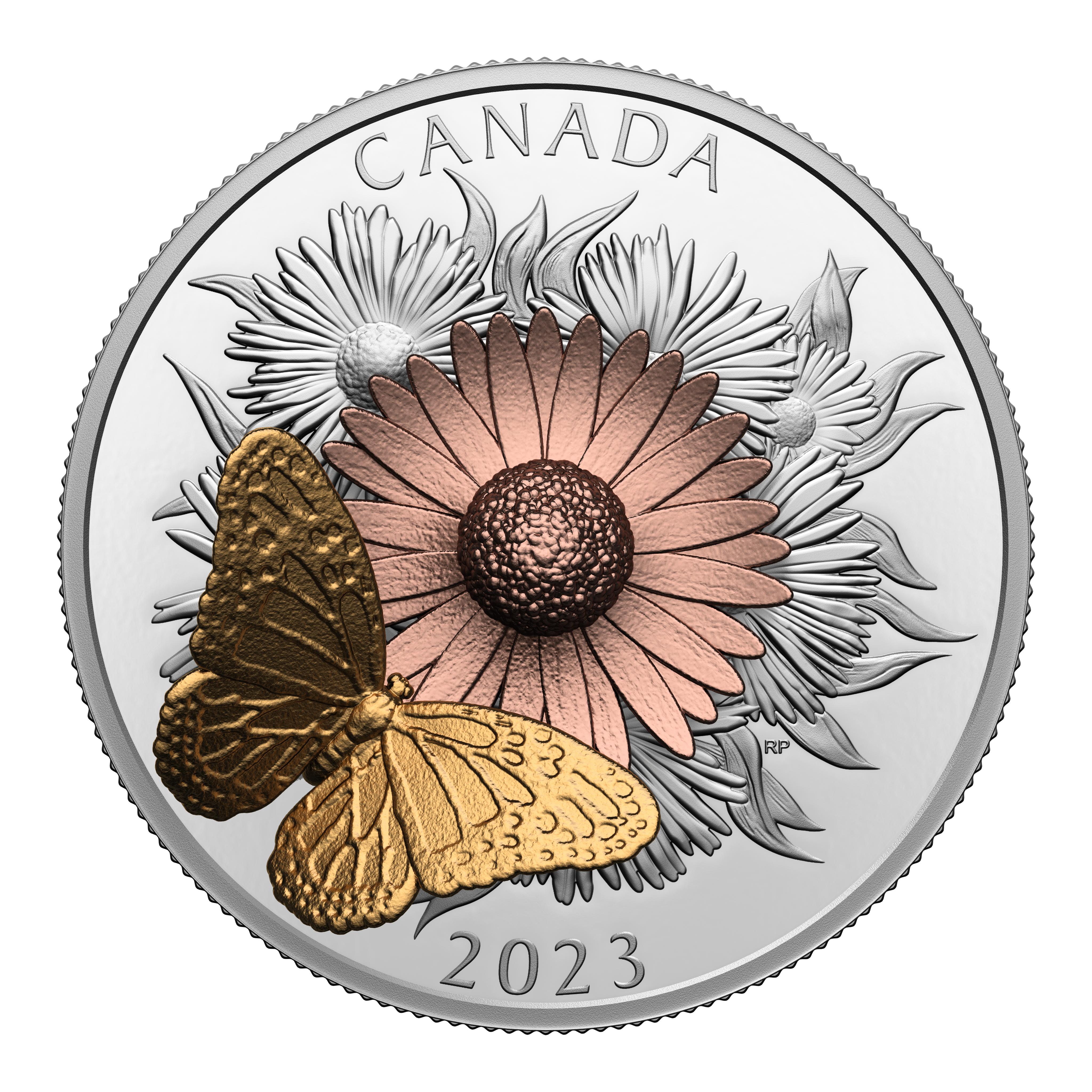 THE MONARCH AND THE BLOOM 5 Oz Silver Coin $50 Canada 2023