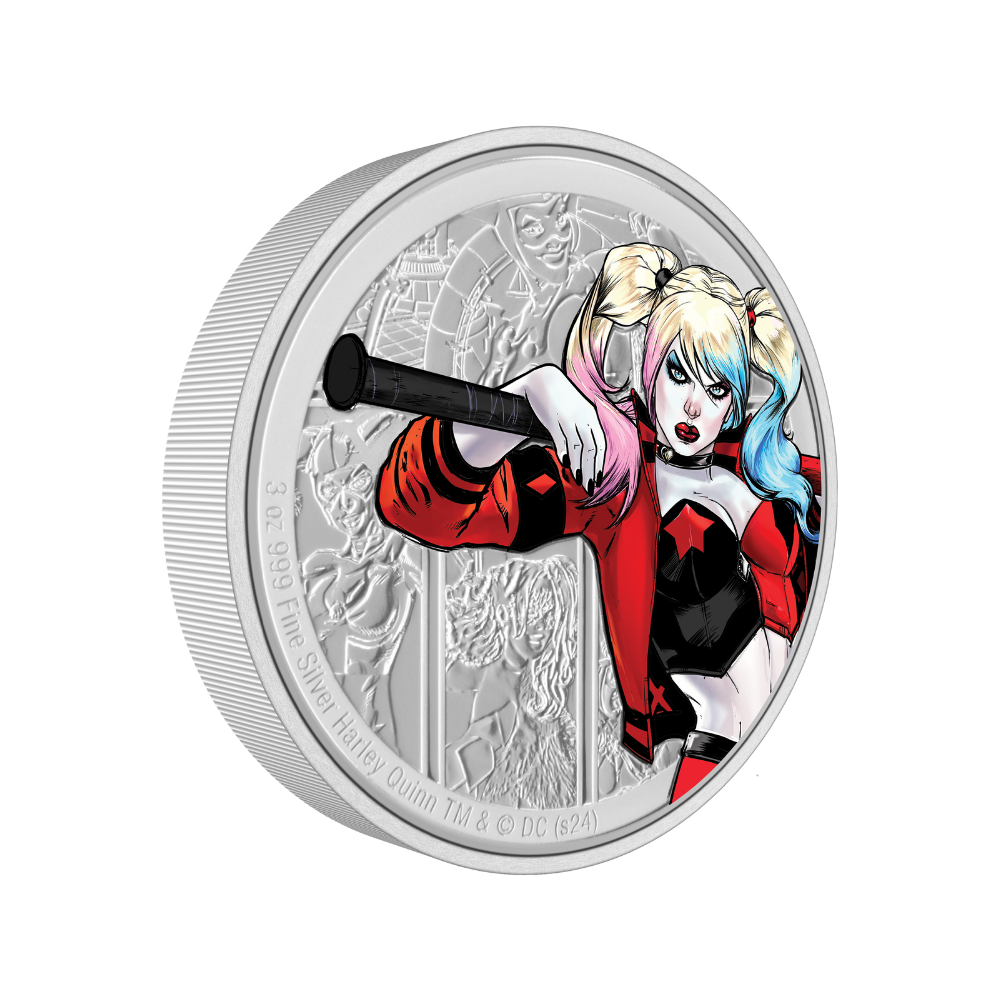HARLEY QUINN DC Villains 3 Oz Silver Coin 10$ Niue 2024