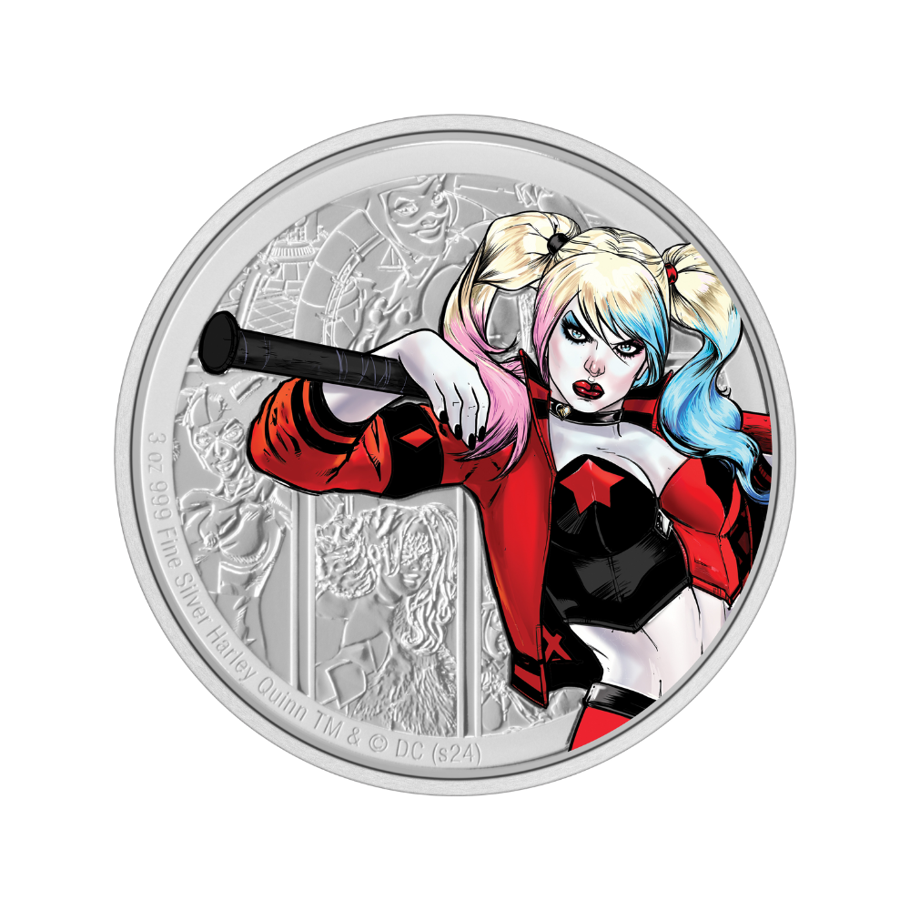 HARLEY QUINN DC Villains 3 Oz Silver Coin 10$ Niue 2024