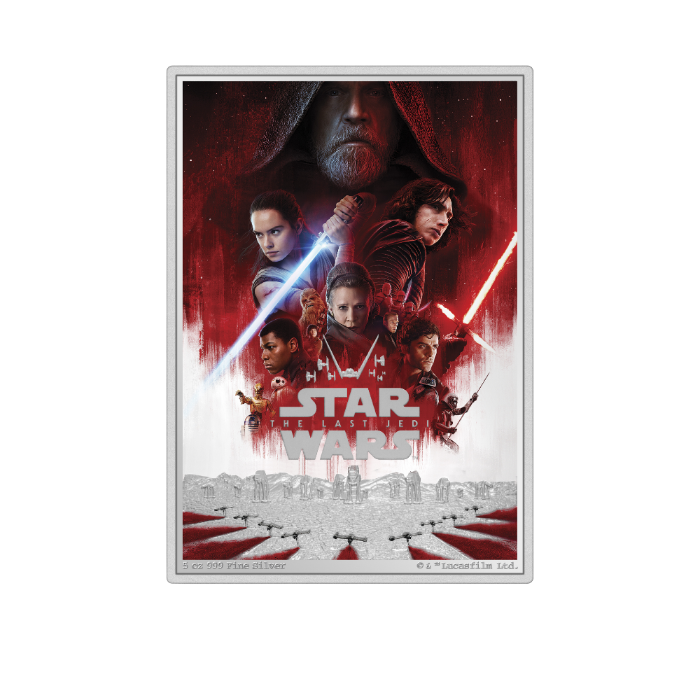 LAST JEDI POSTER 5 Oz Silver Coin $10 Niue 2024