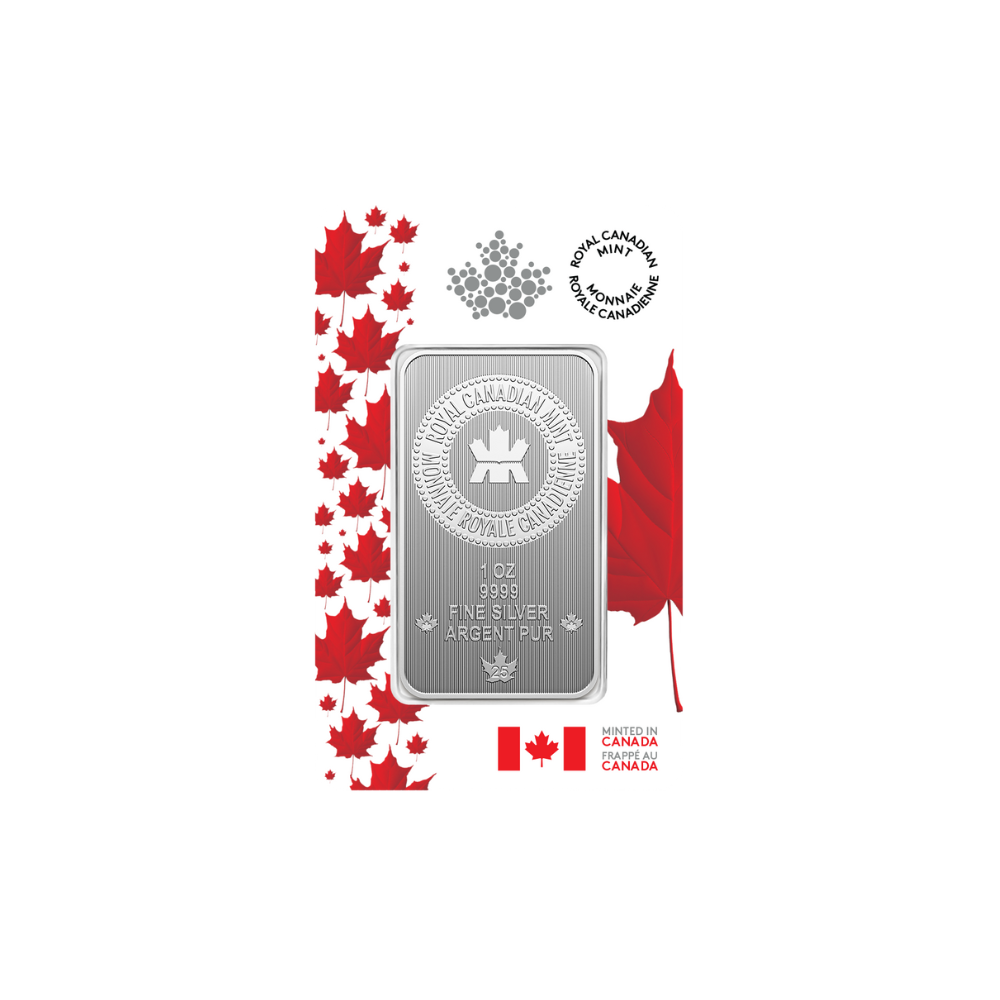 Pure Silver Bar in Proudly Canadian packaging - 1 oz. 99.99% Pure