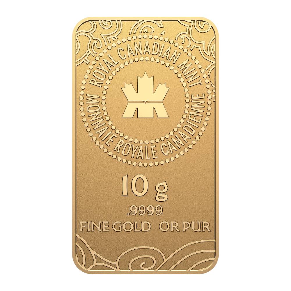 2025 Lunar Year of the Snake – 10 g 99.99% Pure Gold Bar (Premium Bullion) obverse full - Royal Canadian Mint