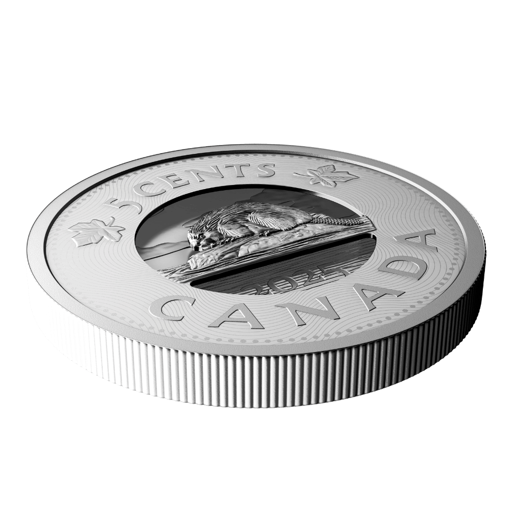 Multilayered Beaver Fine Silver Coin Canada 2025 side angel - Royal Canadian Mint