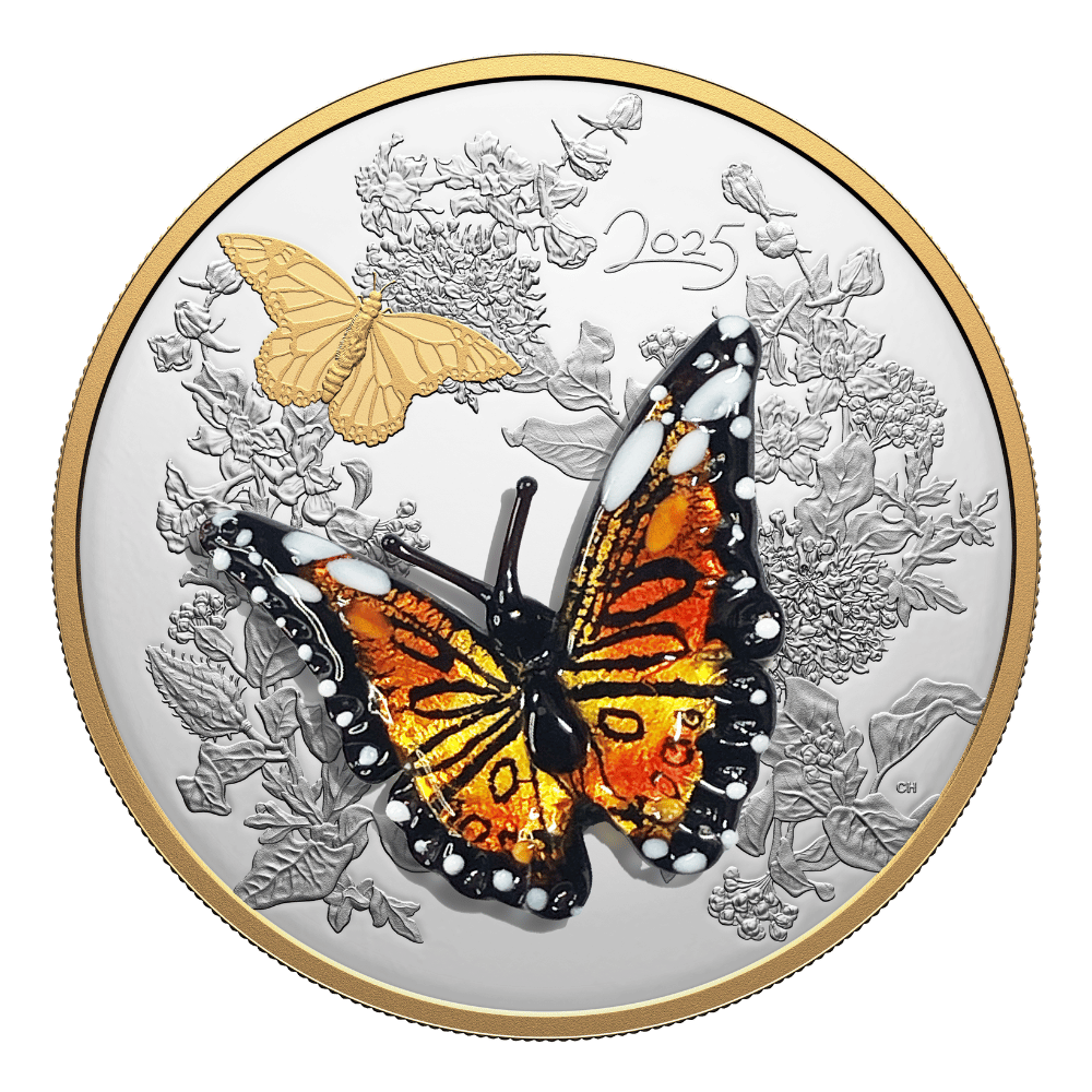 Murano Monarch Butterfly Half Kilo Fine Silver Coin Canada 2025 reverse1 Royal Canadian Mint