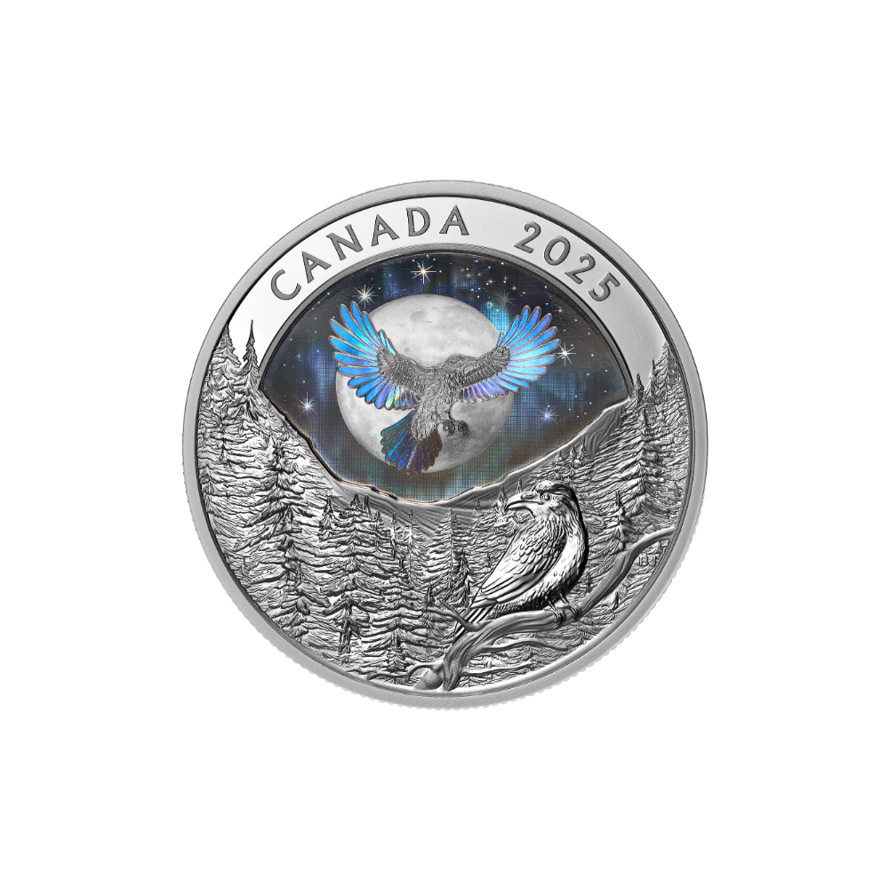 Moon Sky Raven 1 Oz Fine Silver Coin Canada 2025