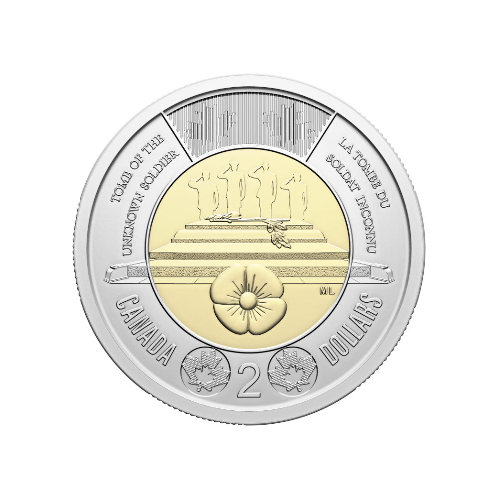 2025 $2 Honouring Canada’s Unknown Soldier Non-Colourized Special Wrap Roll ROYAL CANADIAN MINT