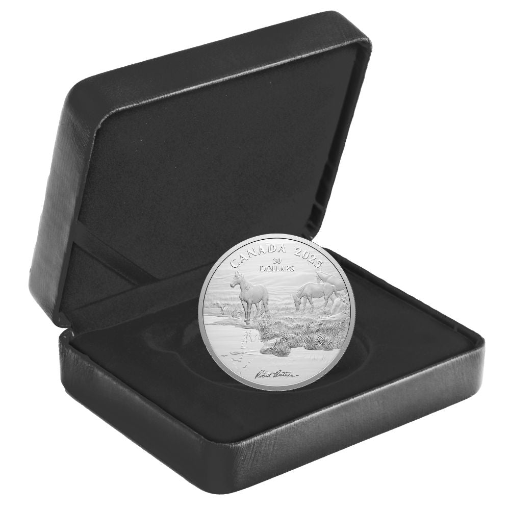 Mustang Country by Robert Bateman 2 Oz Fine Silver Coin Canada 2025 presentation box - Royal Canadian Mint