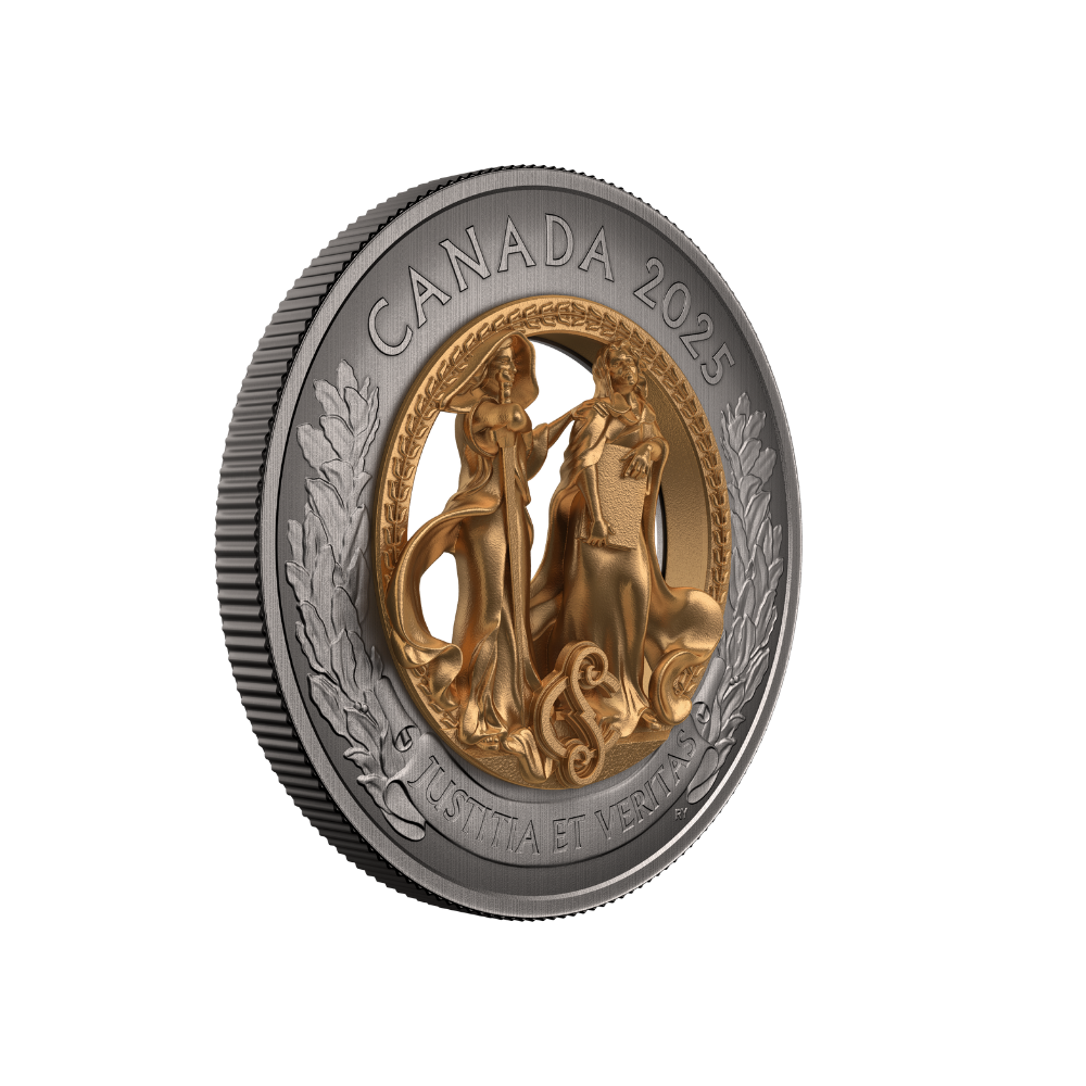 Allegories of Justice and Truth 5 Oz Fine Silver Coin Canada 2025