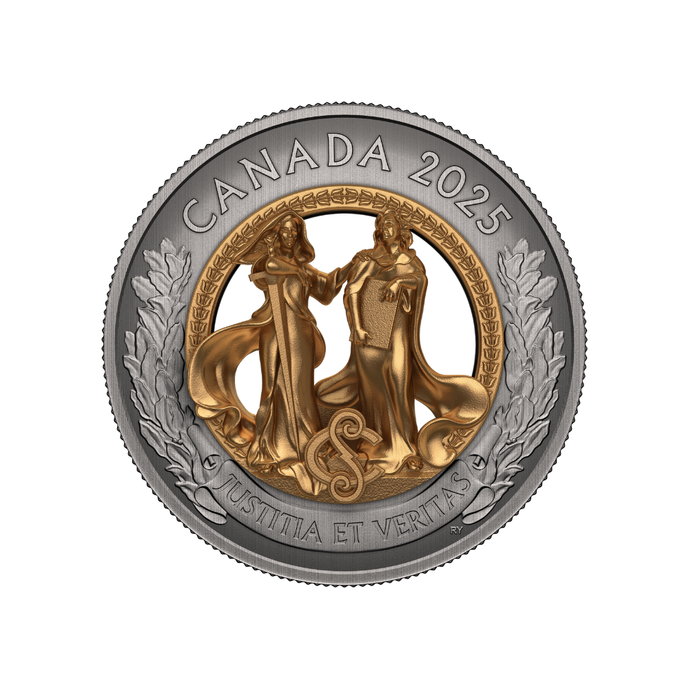 Allegories of Justice and Truth 5 Oz Fine Silver Coin Canada 2025