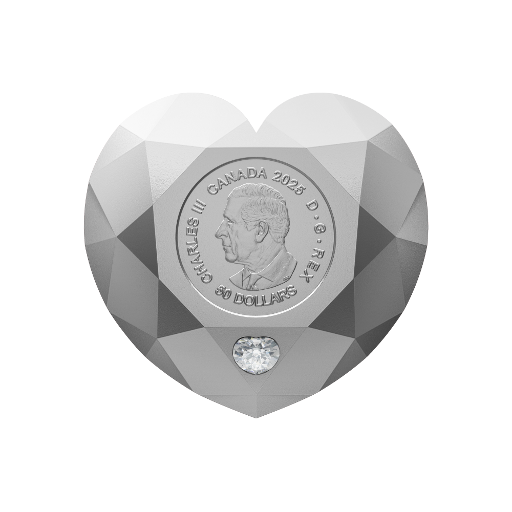 Heart Diamond Fine Silver Diamond Shaped Coin Canada 2025