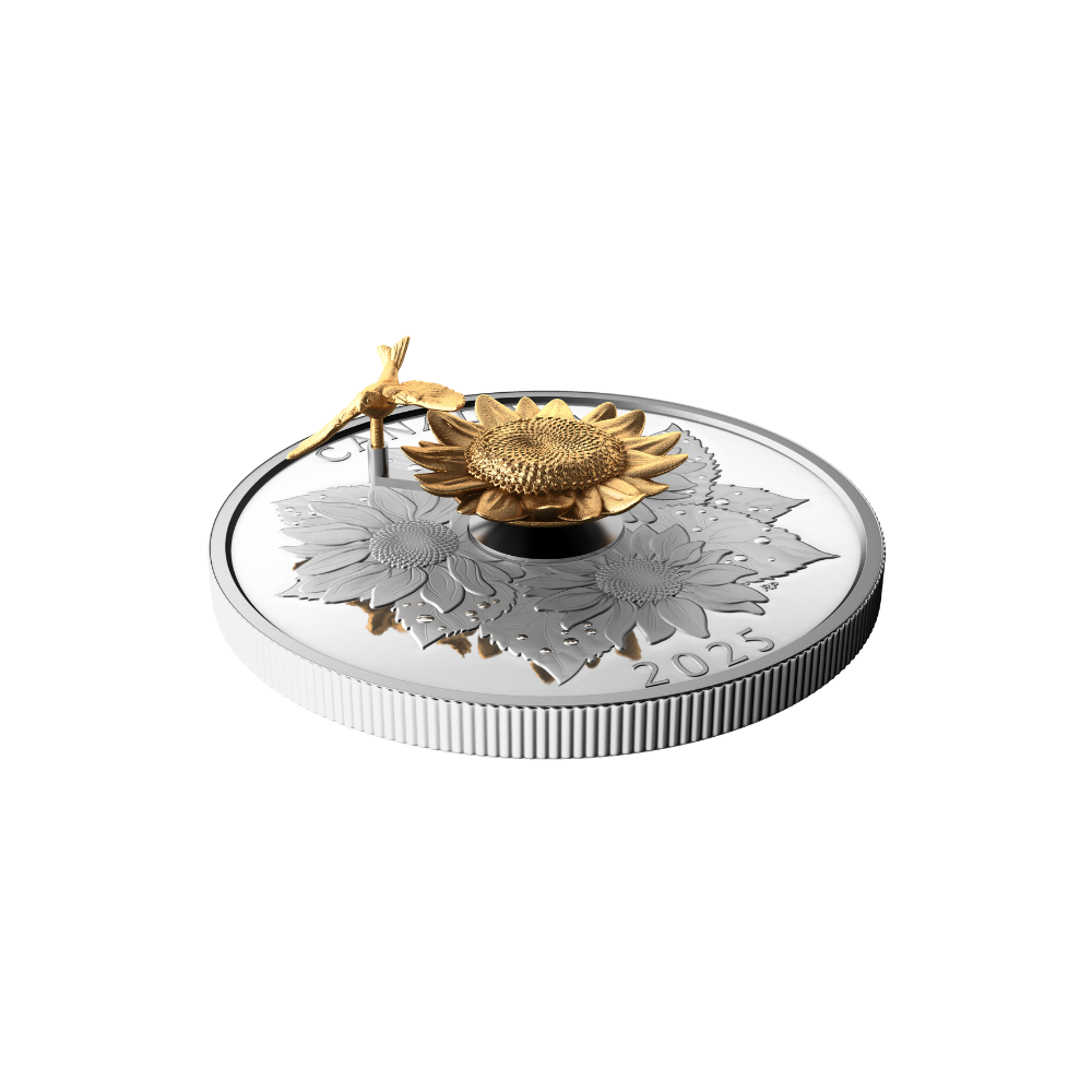 The Goldfinch and the Bloom 5 Oz Pure Silver Coin Canada 2025