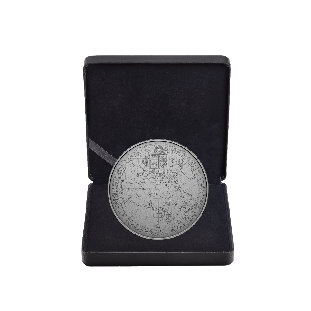 Emanuel Hahn’s Original Sketch Royal Visit 5 Oz Fine Silver Coin packaging Royal Canadian Mint