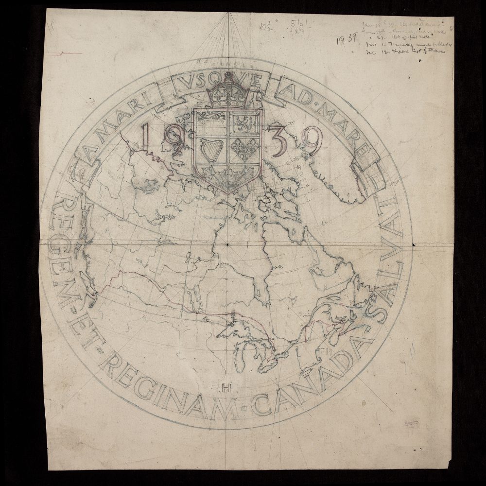 Emanuel Hahn’s Original Sketch Royal Visit 5 Oz Fine Silver Coin certificate Royal Canadian Mint