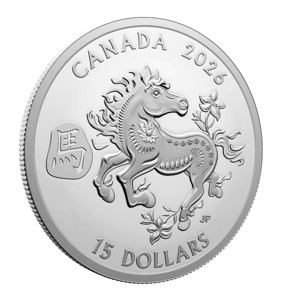 Lunar Year of the Horse 1 Oz Fine Silver Coin 2026 Royal Canadian Mint