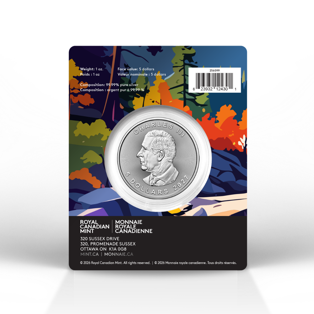 2027 Treasured Silver Maple Leaf: Loon Privy Mark 1 Oz 99.99% Pure Silver Coin (Premium Bullion) Royal Canadian Mint