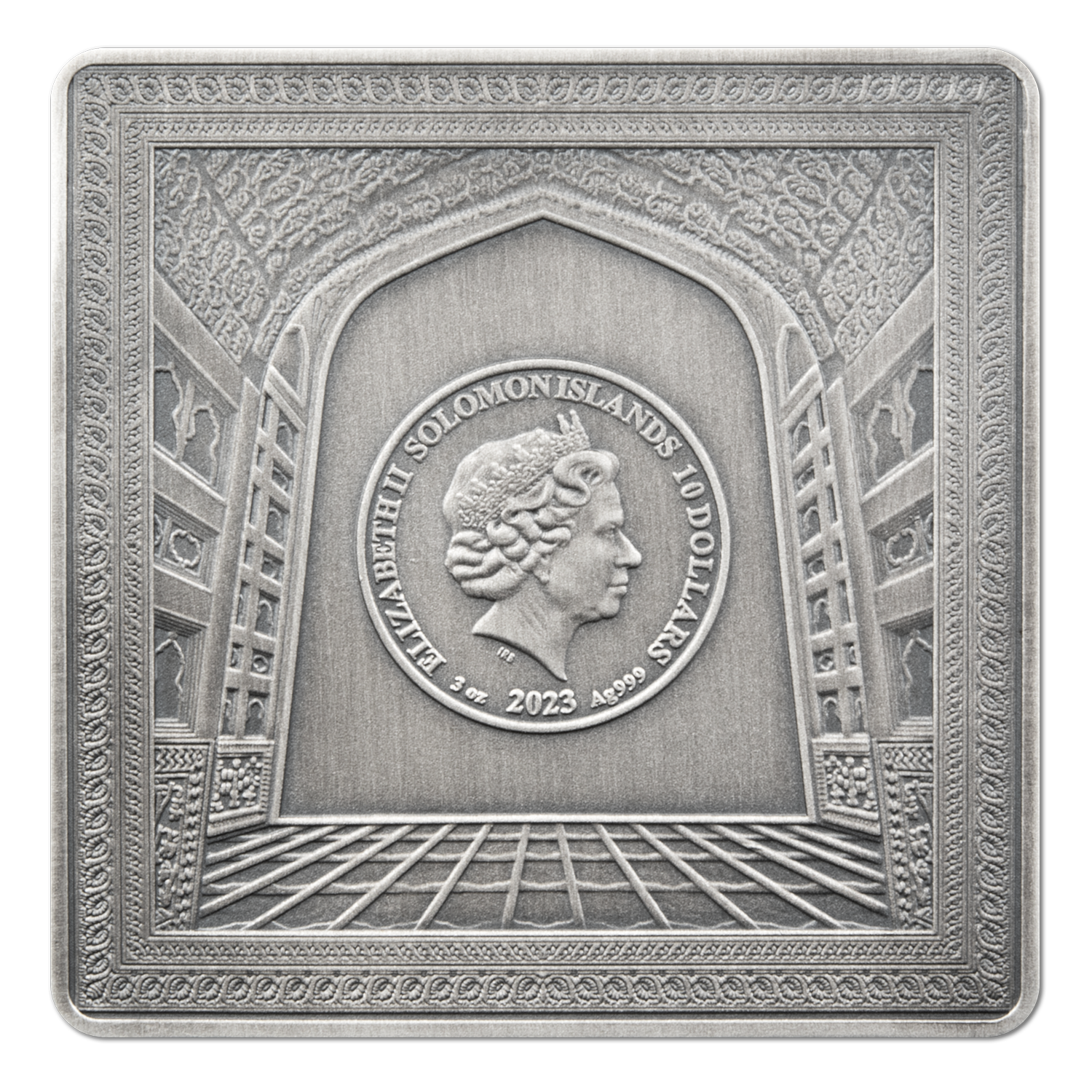 TAJ MAHAL 3 Oz Silver Coin $10 Solomon Islands 2023