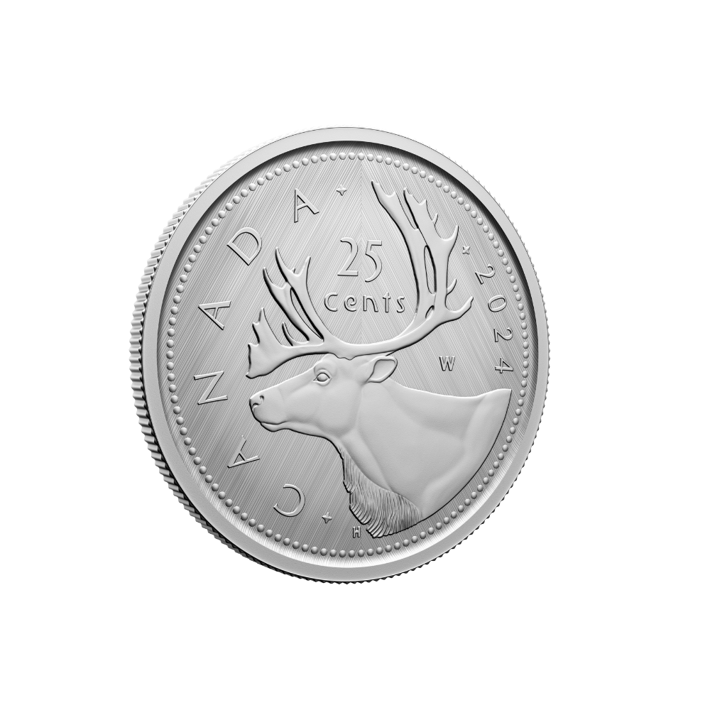 25 Cent Tribute: W Mint Mark Caribou Pure Silver Coin 2024 Canada