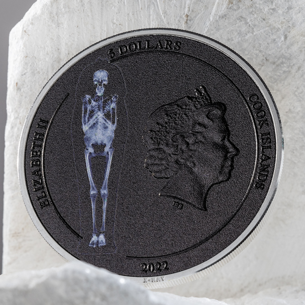 MUMMY X Ray 1 Oz Silver Coin $5 Cook Islands 2022