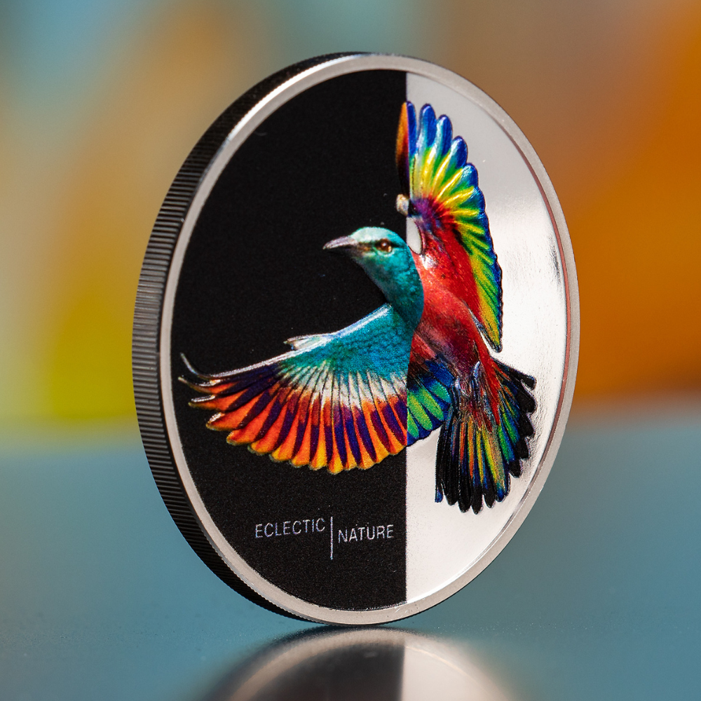 ROLLER Eclectic Nature Bird 1 Oz Silver Coin $5 Cook Islands 2022