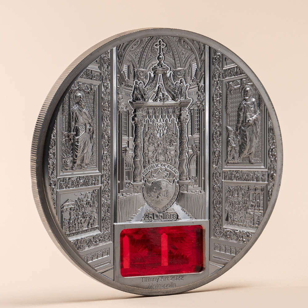 San Pietro In Vaticano Tiffany Art Metropolis 5 Oz Silver Coin 2022