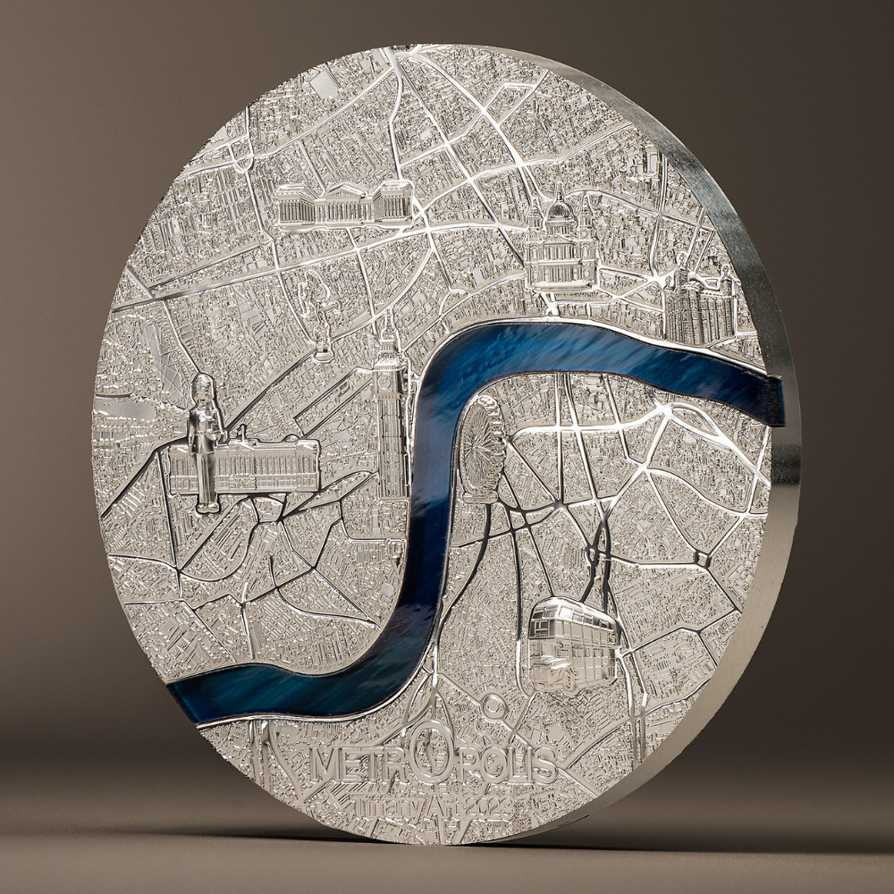 London Tiffany Art Metropolis 3 Oz Silver Coin 2023