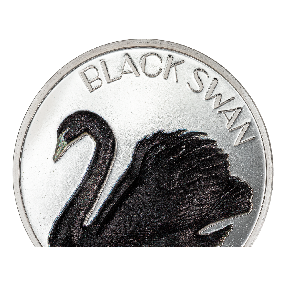 BLACK SWAN 2 Oz Silver Coin $10 Cook Islands 2023