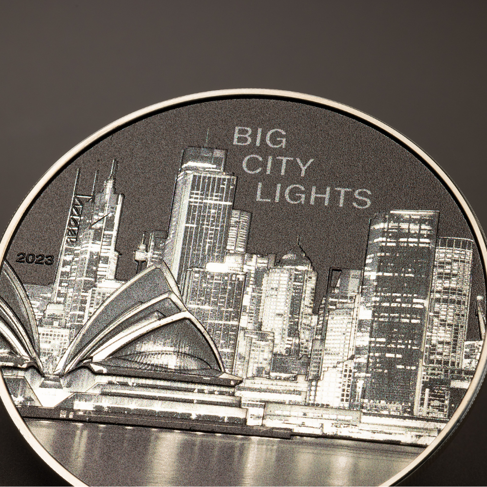 SYDNEY Big City Lights 1 Oz Silver Coin $5 Cook Islands 2023