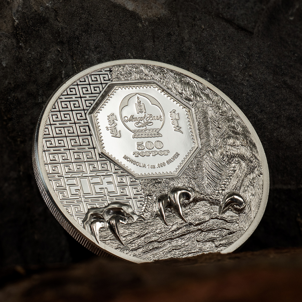 FALCON Wild Mongolia 1 Oz Silver Coin 500 Togrog Mongolia 2023