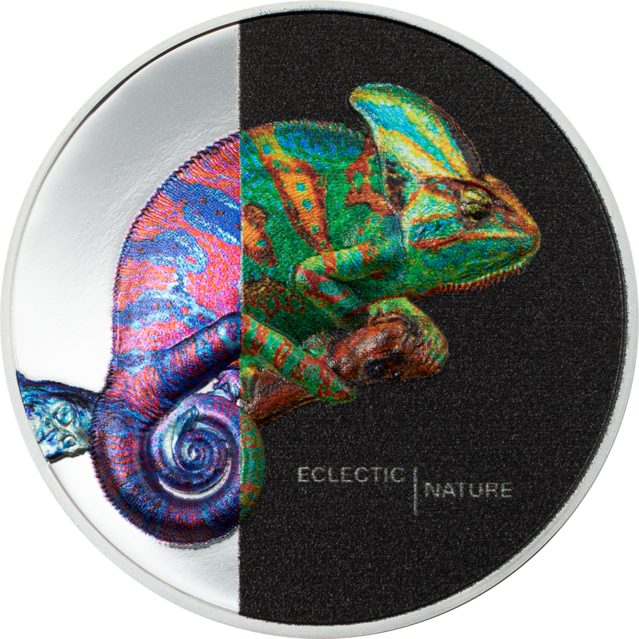 CHAMELEON Eclectic Nature 1 Oz Silver Coin $5 Cook Islands 2023