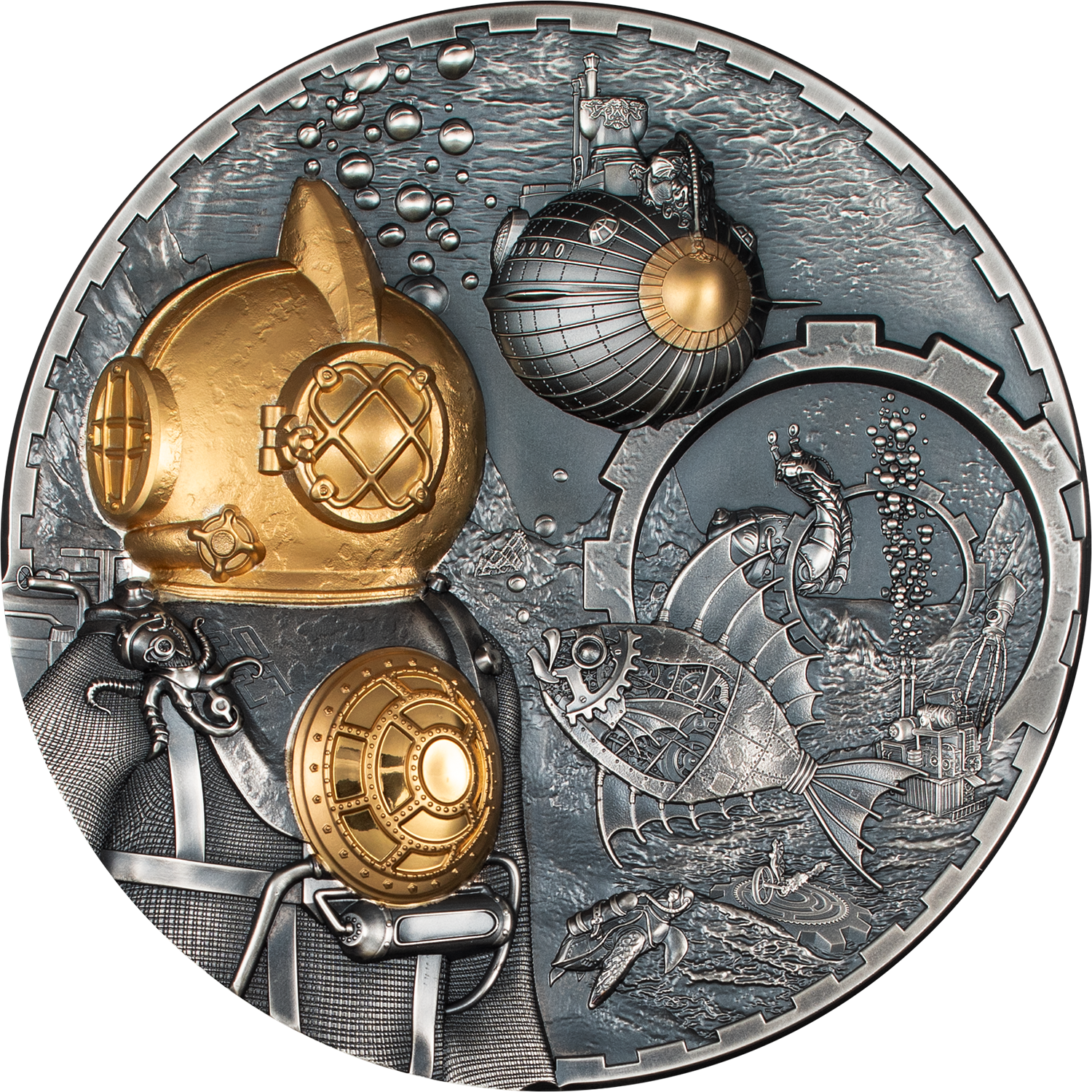 NAUTILUS Steampunk 1 Kg Kilo Silver Coin $100 Cook Islands 2024