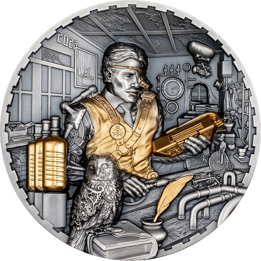 SCIENCE LAB Steampunk 3 Oz Silver Coin $20 Cook Islands 2023