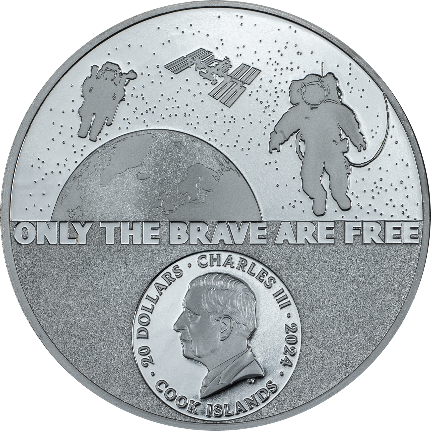 ASTRONAUT Real Heroes 3 Oz Silver Coin $20 Cook Islands 2024