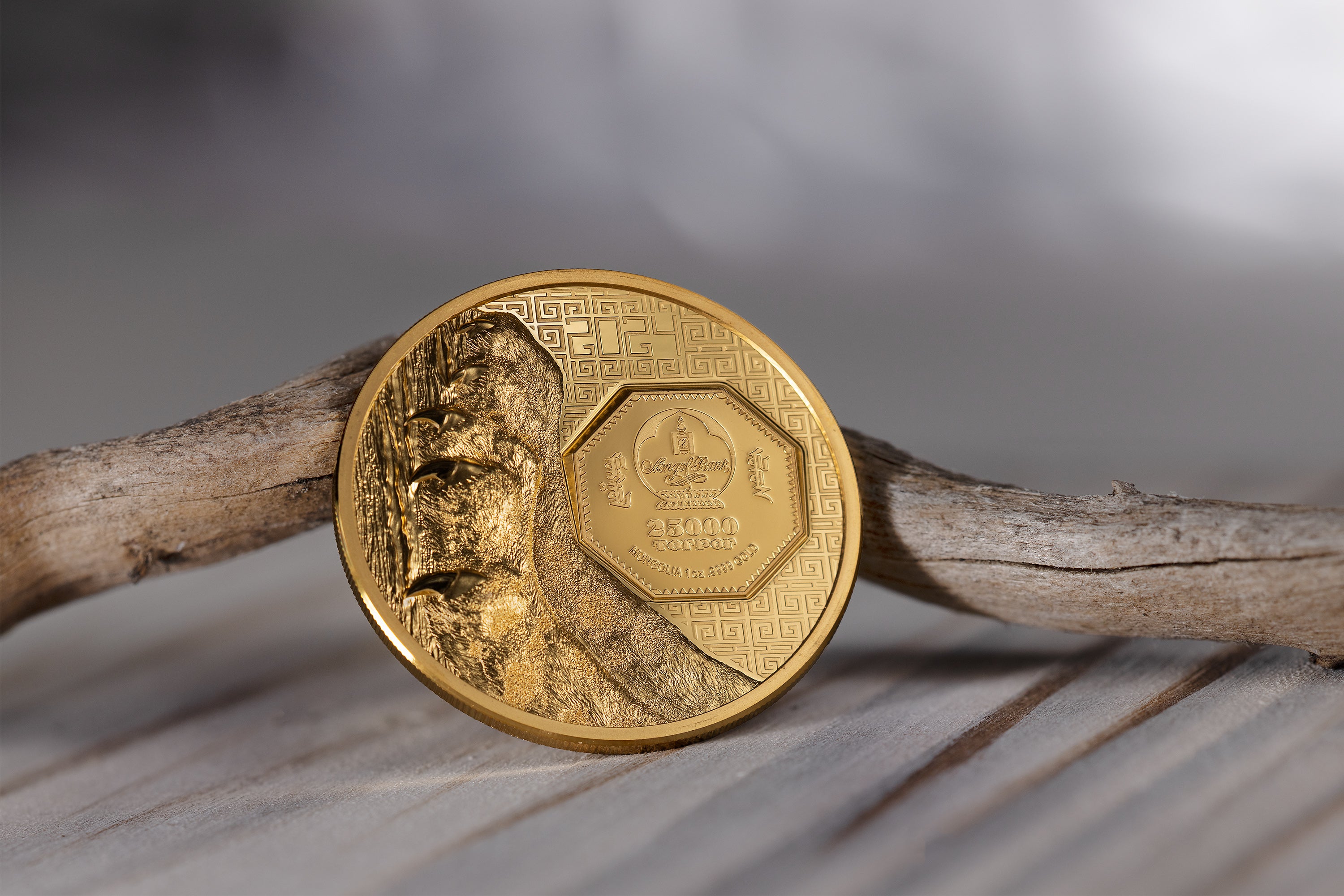 SNOW LEOPARD Wild Mongolia 1 Oz Gold Coin 25000 Togrog Mongolia 2024
