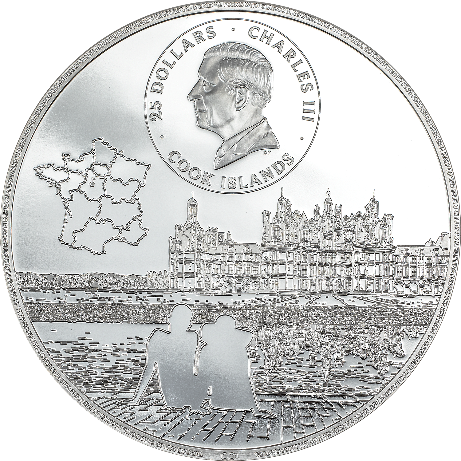CHATEAU DE CHAMBORD 5 Oz Silver Coin $25 Cook Islands 2024