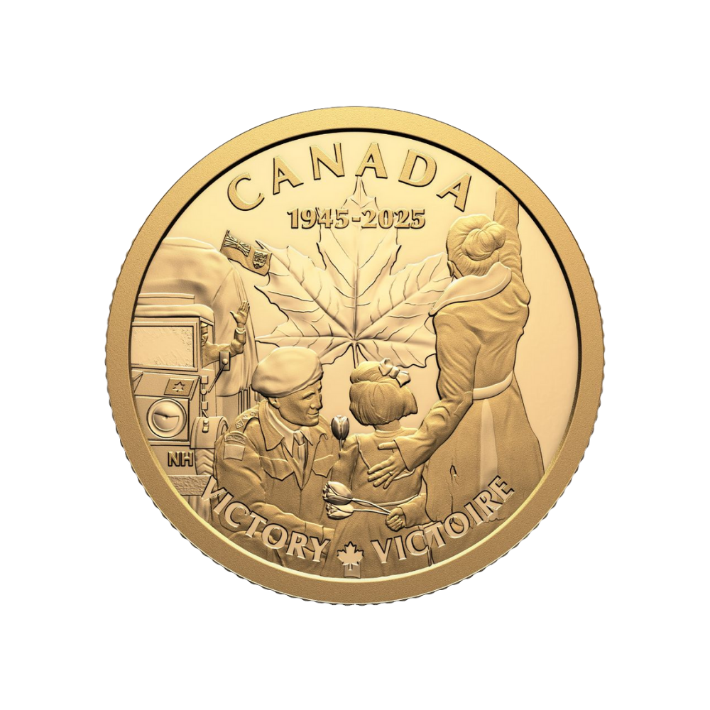 80ᵗʰ Anniversary of the End of the Second World War in Europe 1/4 Oz Gold Coin $100 Canada 2025